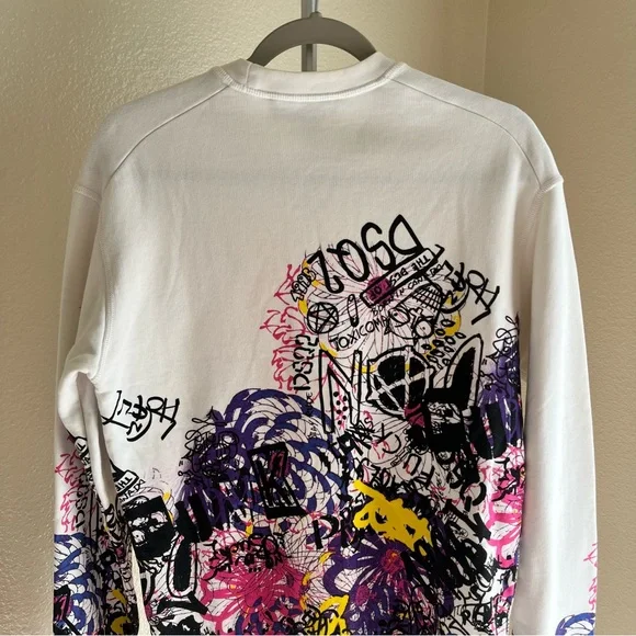 Dsquared2 Japanese Manga Graffiti Print French Terry Sweatshirt Size M